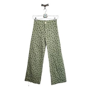 🔴 3/$45 Zara 2×27.5" The Marine Heart Print Straight Green Jean